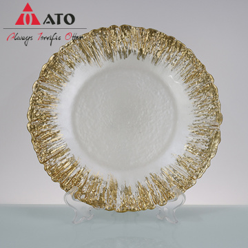 ATO Tableware galss Decoration Glass Charger goldleaf Plate