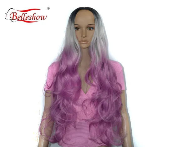 Hot sell colored animation wig head set COSPLAY wig head set long curly hair split wig head set