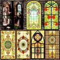 Frosted Church stained glass window film electrostatic home foil door sticker PVC Custom self-adhesive window decorative films