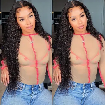 Swiss 180 Density Hd Perruque Cheveux Humains Curly Front Mink Wholesale 100% Unprocessed Frontal Lace Human Brazilian Hair Wigs