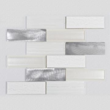 Bedroom White Glass Irregular strip Mosaic Mixed Tiles