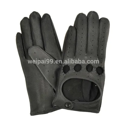 Top quality women black breathable driving gloves deerskin leather gloves