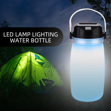 LED Lit Collapsible Silicone Water Bottle for Outdoor Activities