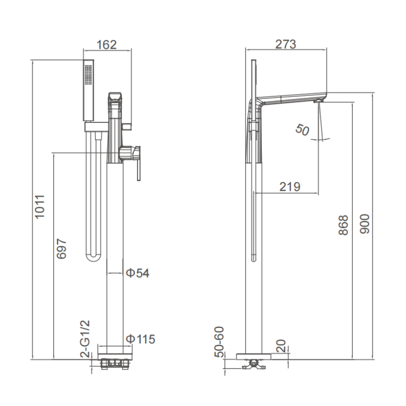 floor-standing Single lever bath mixer