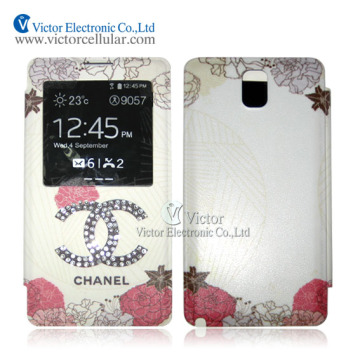 Beautiful flower printing designs Luxury Flip Cover Case for Samsung Galaxy Note 3 N9000