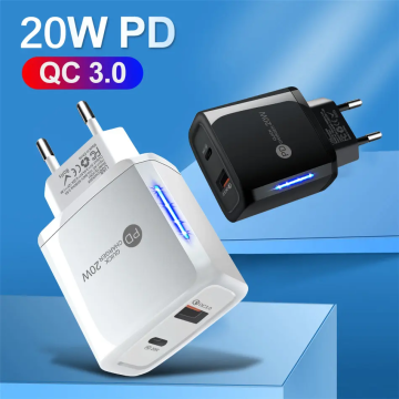 20W USB-C PD &amp; 18W QC 3.0 Pengecas Cepat untuk Telefon
