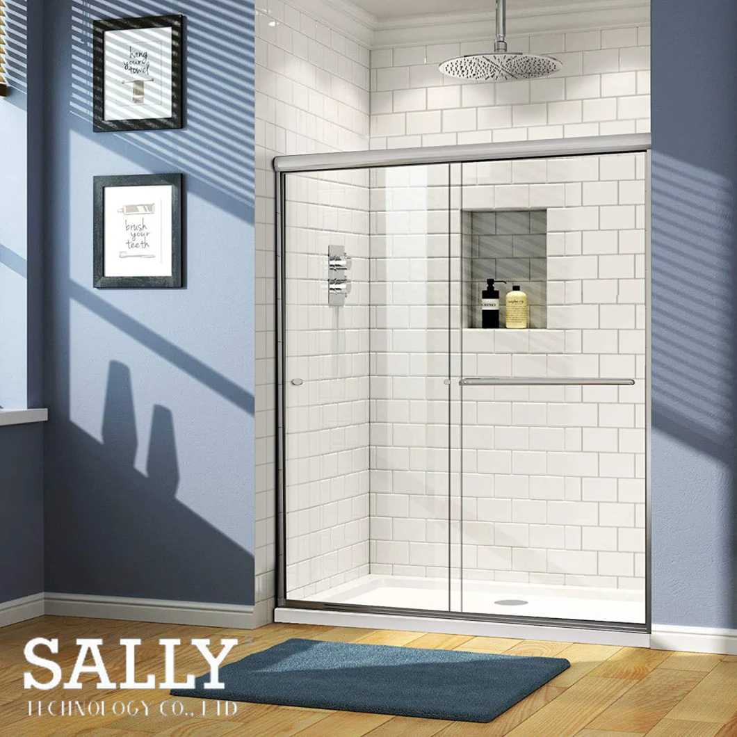 Sally Tempered Safety Glass Double Sliding Shower Framed Door for Bathroom Shower Room Enclosure