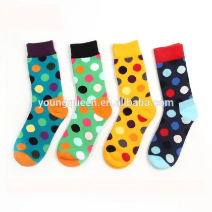 HW225 Happy socks Tide brand wave point circle full cotton couple socks