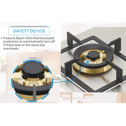 Estufa de gas 3 quemadores de acero inoxidable con panel