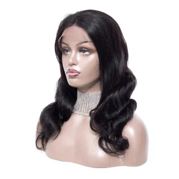 Tuneful wholesale brazilian remy hair 18018 13*4 frontal lace wig 100% virgin human hair body weave black color hot on sale