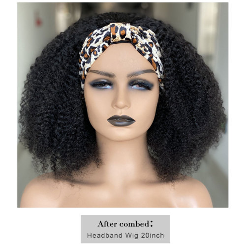 Afro Kinky Curly wig Schilk כעדבאַנד וויג מענטשלעך האָר פֿאַר וואָמען 180% גלייבלעך ווייגמי געגרייַזלט מענטשלעך האָר דראַגיליאַן האָר האַלב וויג