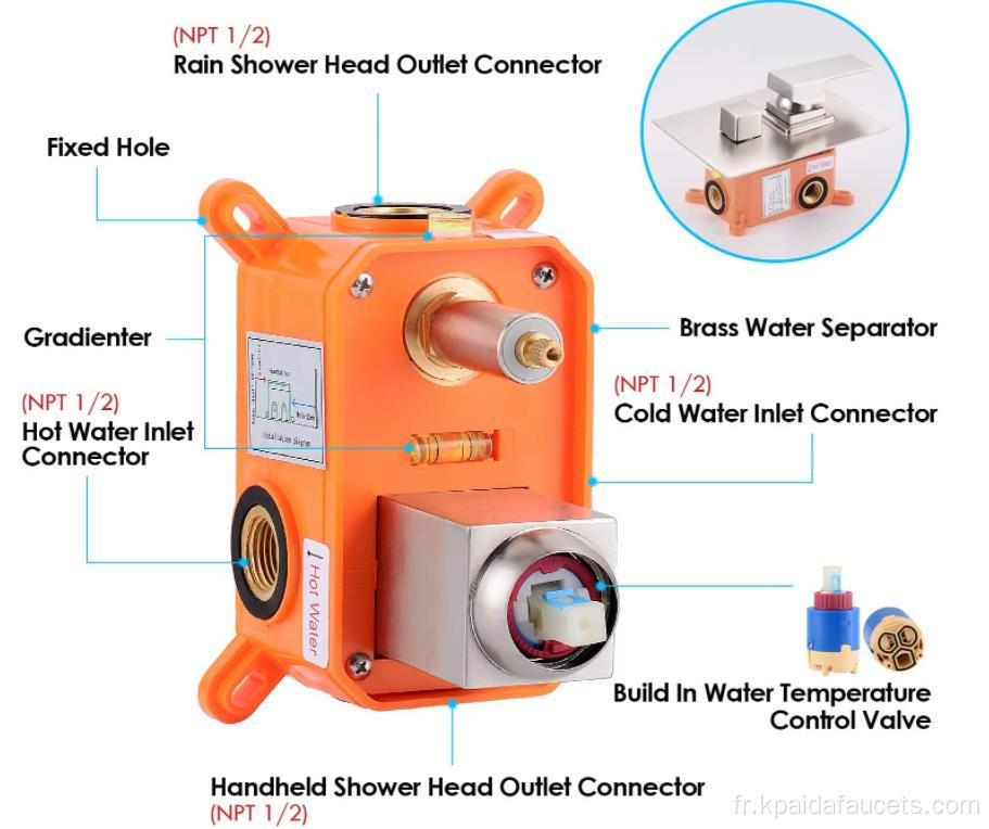 Robinet de douche en laiton avec tête de pulvérisation de plaque de pluie