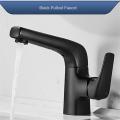 Matte black pull down long mouth basin faucet