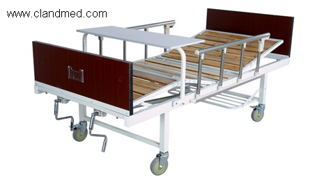 Triple-folding bed with wood bedhead