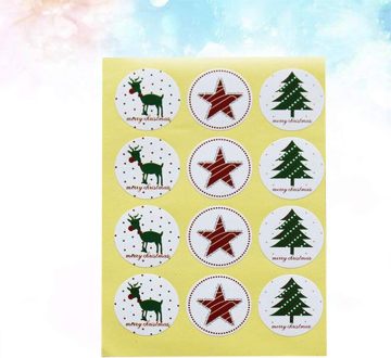 Round Christmas Tree and Elk Star Stickers for Baking and Gift Packaging