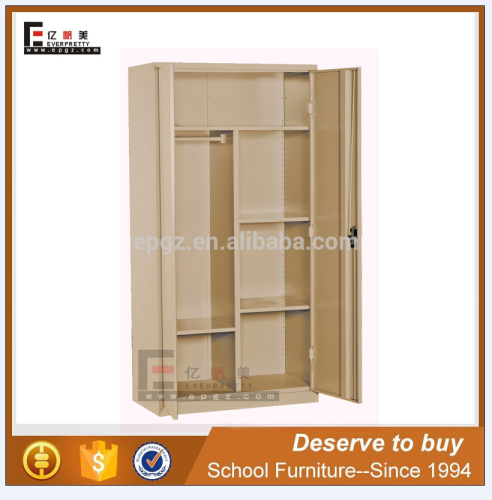 Bedroom 2 Doors Metal Locker Coat Wardrobe With Hanger