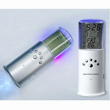 Calendar Clock with Flashlight and LED Torch, Measuring 152 x 60 x 42mm
