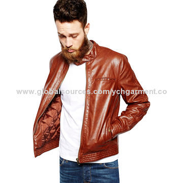 Men's PU leather look biker jacket