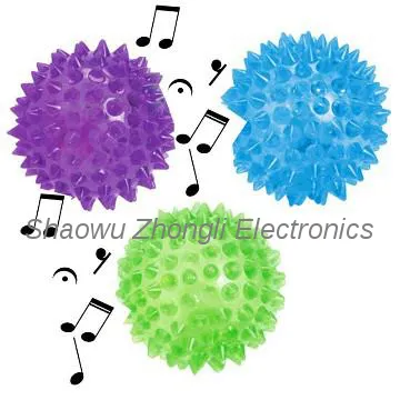 65mm spiky flash toy ball  with songs