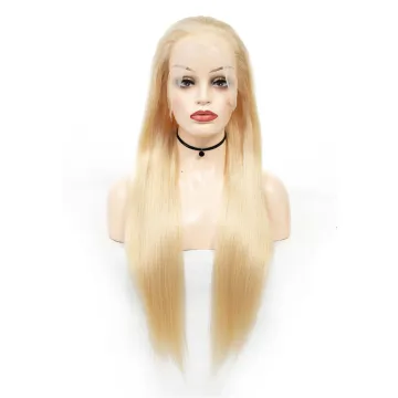 613 Blond color Double Drawn Peruvian Virgin human hair wig Vendor Pre plucked Straight Lace Front Wig