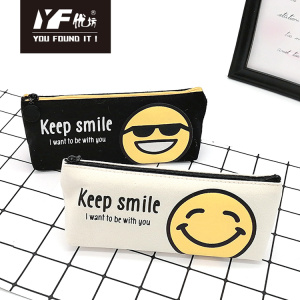 Custom keep smile style cute canvas pencil case