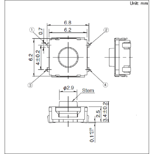 ခရီးသွားအမျိုးအစား Surface Mount Switch