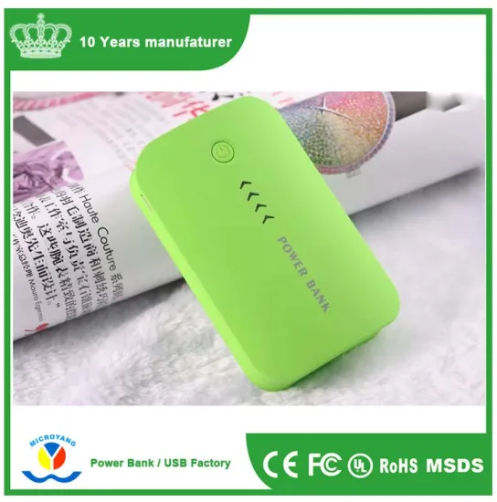 2016 Green portable power bank with led light flashlight charge indicator touch
