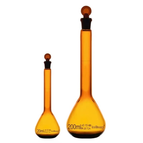 Flacon volumétrique en verre ambre avec bouchon 25 ml