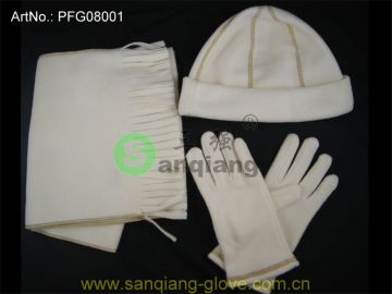 winter fashional 3pcs polar fleece sets(scarf,hat, gloves),100%polar fleece hat scarf gloves 3pcs warm set