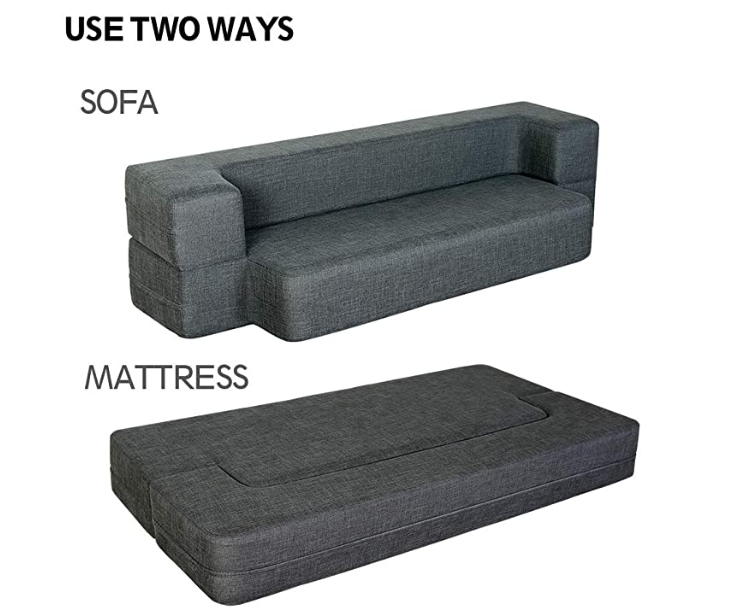 Folding Sofa Dark Gray Queen 