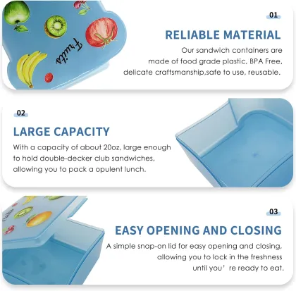 Reusable Sandwich Containers: Perfect for Lunch Boxes, Bentos, and Food Storage