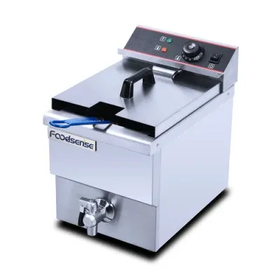 12L Medium-Capacity 1-Tank 1-Basket Professional Auto Lift Potato Electric Deep Fryers Stainless Steel