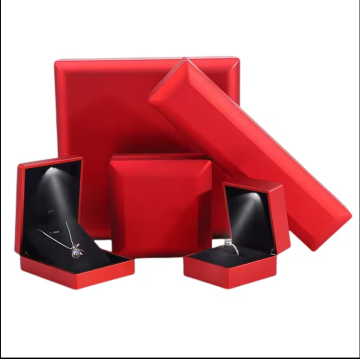 Factory Direct LED Light Velvet Jewelry Box with Dividers - Red Necklace Ring Pendant Gift Box