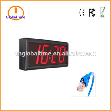 indoor 4 inch 4-digit 7-segment LED digital Ethernet clock
