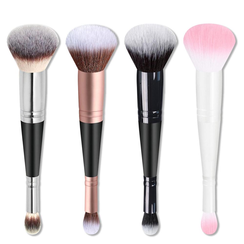 High Quality Private Label Professional White Single Makeup Brush Tools Foundation Concealer 2 In 1 Double Ended Makeup Brush1 Jpg