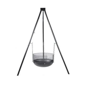 Outdoor Portable Camping Three Legs Black Easy To Carry Hanging Barbecue Tripod Charcoal Camp Bbq Grill