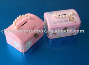 Dome Money Tin Box with Handle