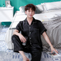 Luxury loungewear faux silk pajamas set for men