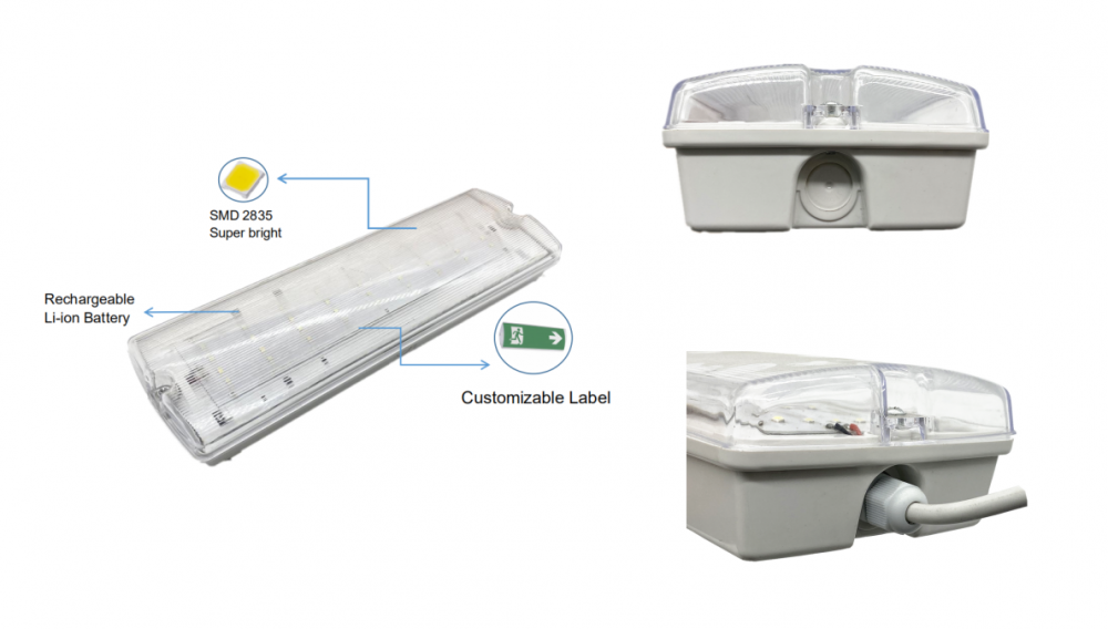 Lumière d'urgence de cloison rechargeable à LED