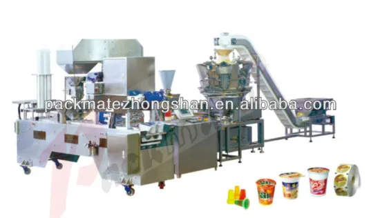 Cup Packaging Machine (SCS-M02) for Noodle, Pasta, Dried Fruit, Snack, Candies, Chocolate, Powder, Food, Yogurt, Ice-Cream