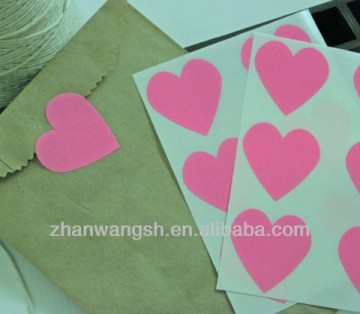 Pink Heart Stickers Envelope Seals Fluorescent Hot Pink Sticker Personalized