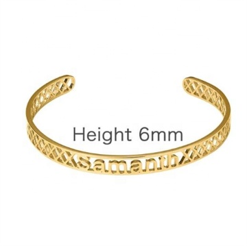 Yiwu Aceon Stainless Steel Cuff Bangle with Custom Cut-Out Initial Letters