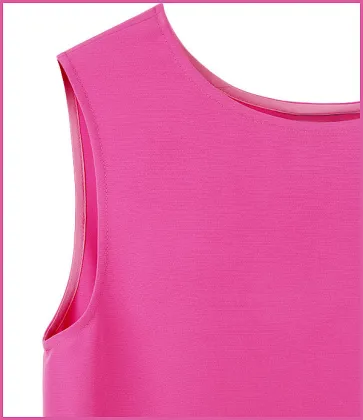 sweet style o-neck straight pleated bottom vest dress