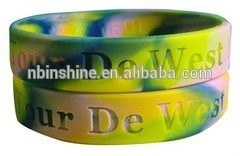 Pulseira de silicone cheia de tinta promocional, pulseira de silício personalizada, pulseira de silício promocional