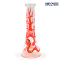 Glass Beaker Bong with Red hand painting