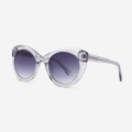 Round Cat-eye bevel Acetate Female's Sunglasses