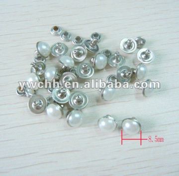 Silver plating pearl rivet for garment leather