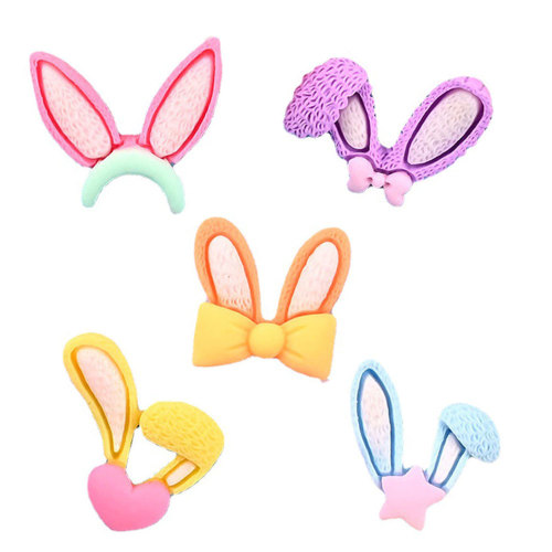 Hottest Resin Rabbit Ear Charms Beads Kawaii Long Animal Ears Diy Crafts Ornament Accessory Slime Filler