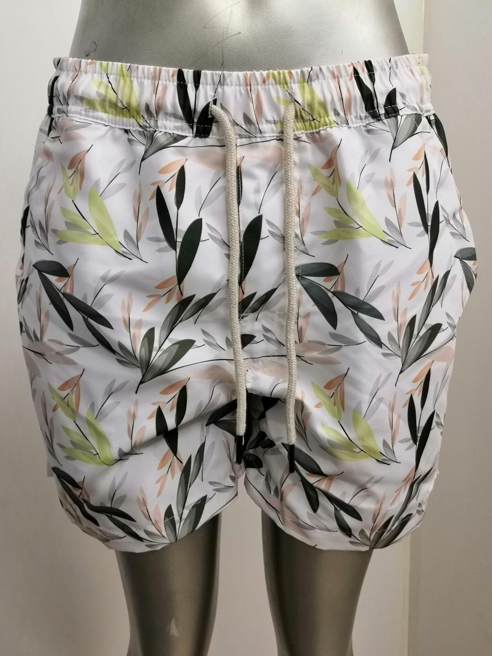 Vintage Lily Print Men's Beach Shorts