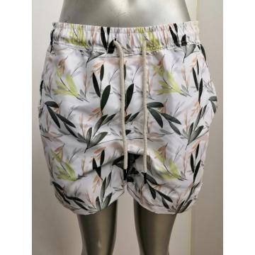 Vintage lily print men's beach shorts